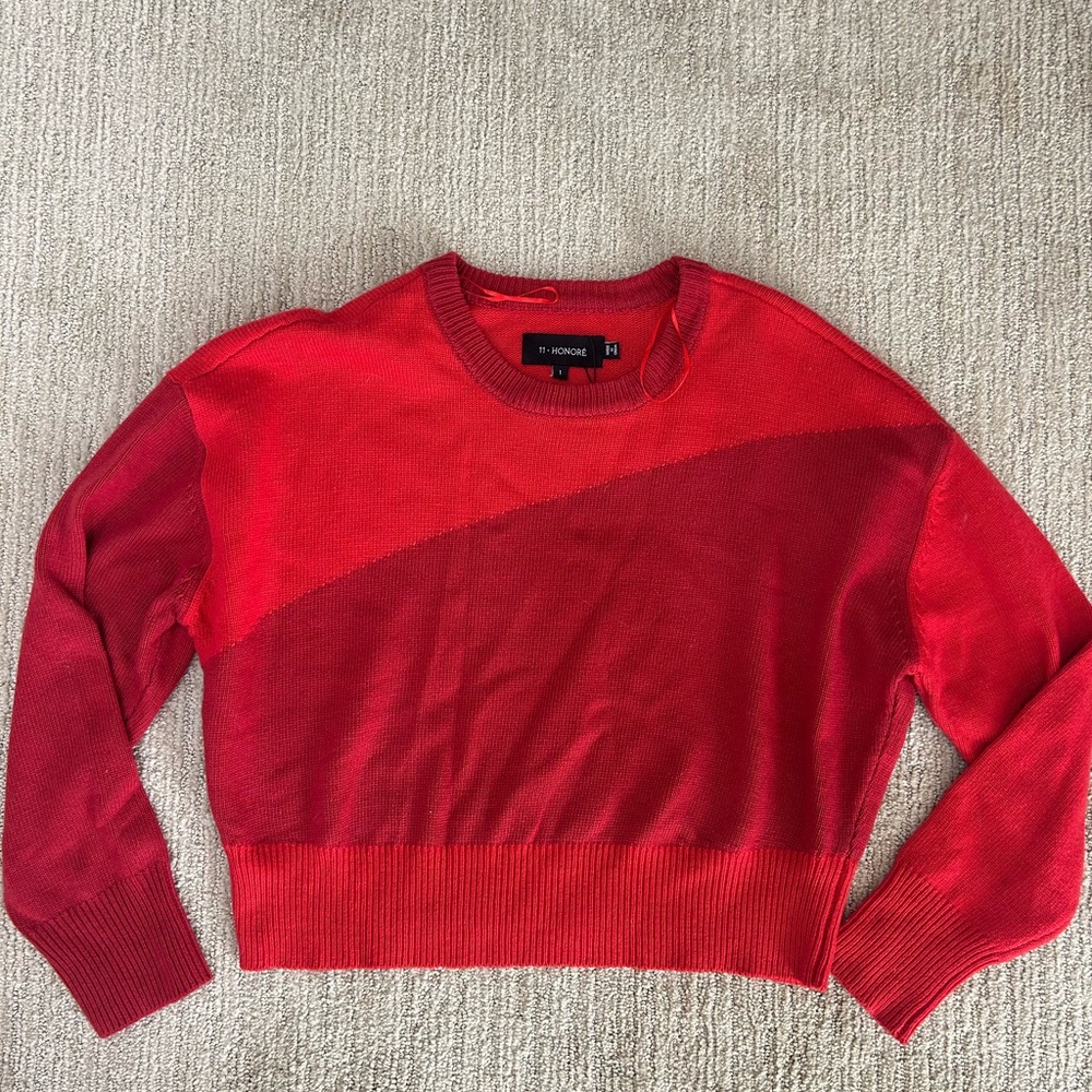 11 Honore Vibrant Red Crew Neck Sweater